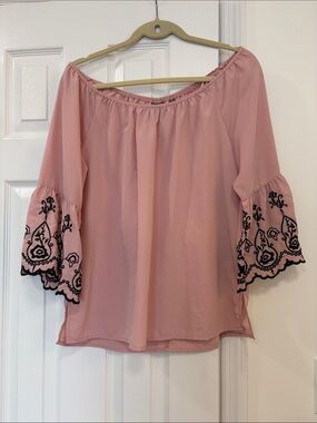 Off-Shoulder Pink Blouse